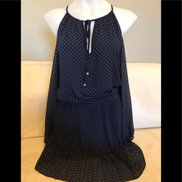 🌹Host Pick🌷Michael Kors Navy Polka Dot Dress - Picture 2 of 9